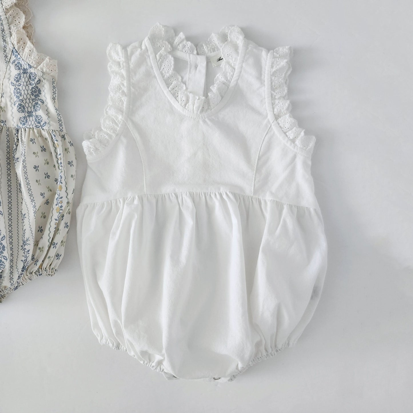 Baby Ann Lace Trim Neck Sleeveless Romper  (3-17m) - 2 Colors - AT NOON STORE