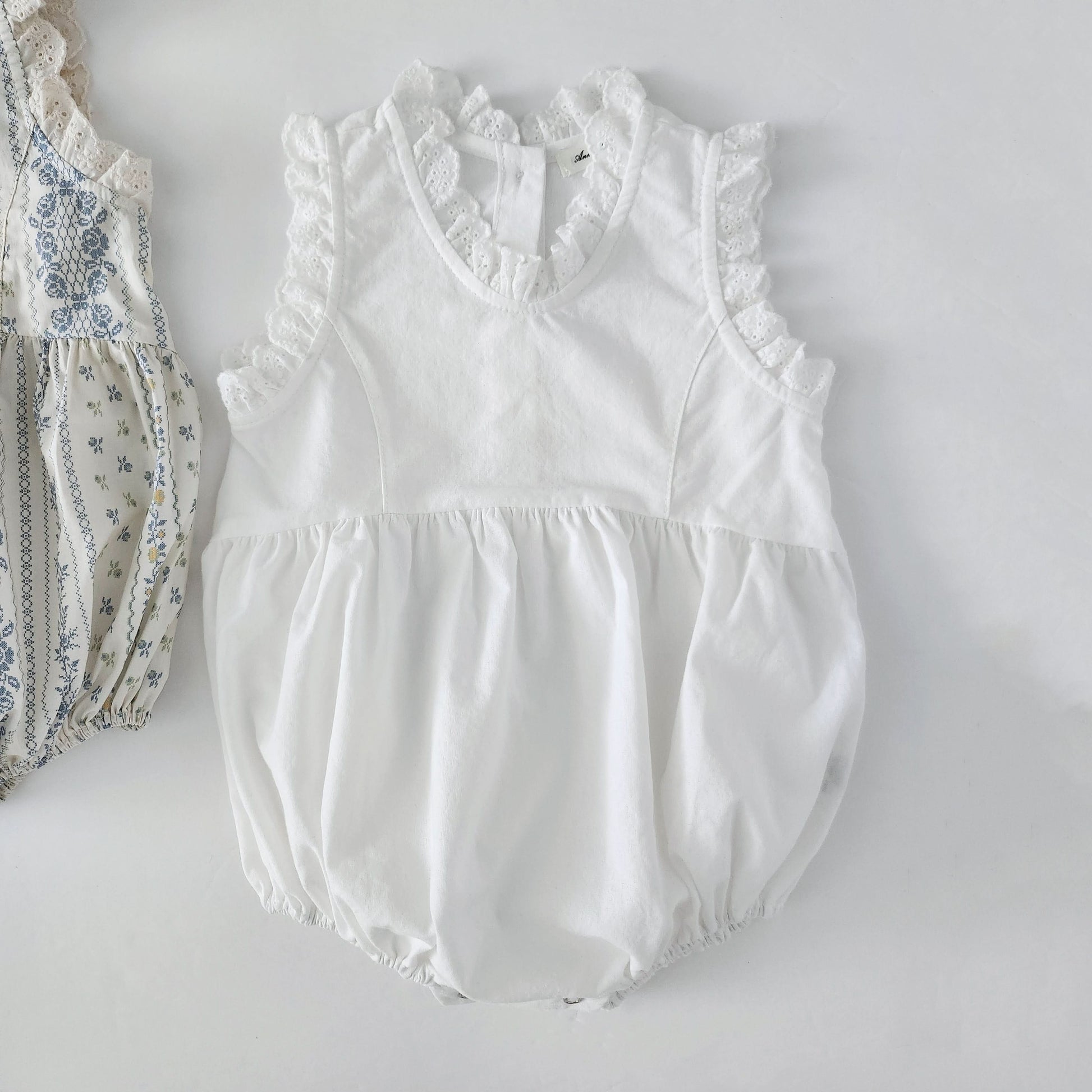 Baby Ann Lace Trim Neck Sleeveless Romper  (3-17m) - 2 Colors - AT NOON STORE