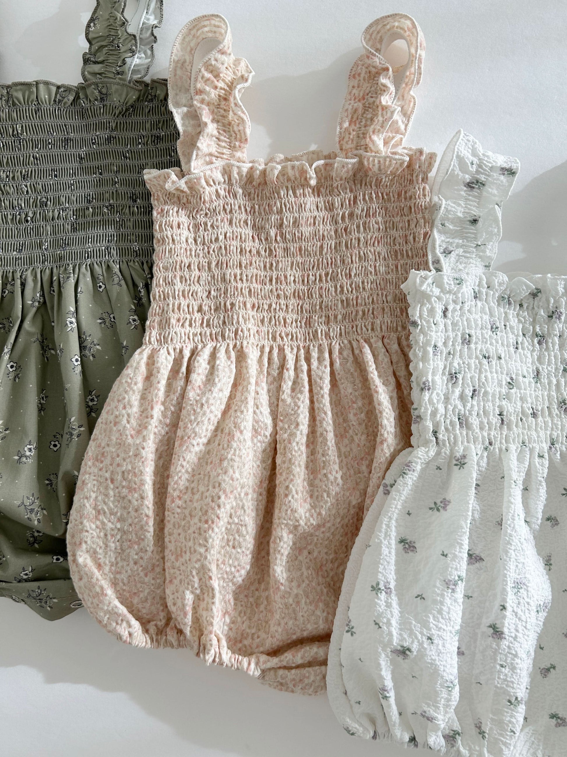 Baby Ann Sleeveless Smocked Bodice Romper (3-18m) - 3 Colors - AT NOON STORE