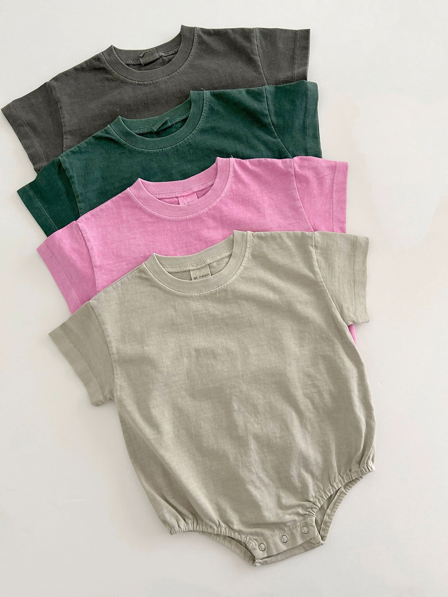 Baby Garment-Dyed T-Shirt Romper (3-18m) - 4 Colors - AT NOON STORE