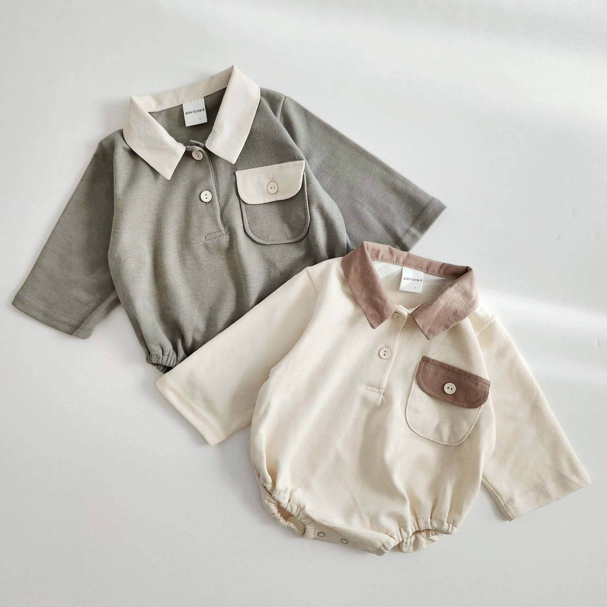 Baby Long Sleeve Collared Romper (0-24m) - 2 Colors - AT NOON STORE