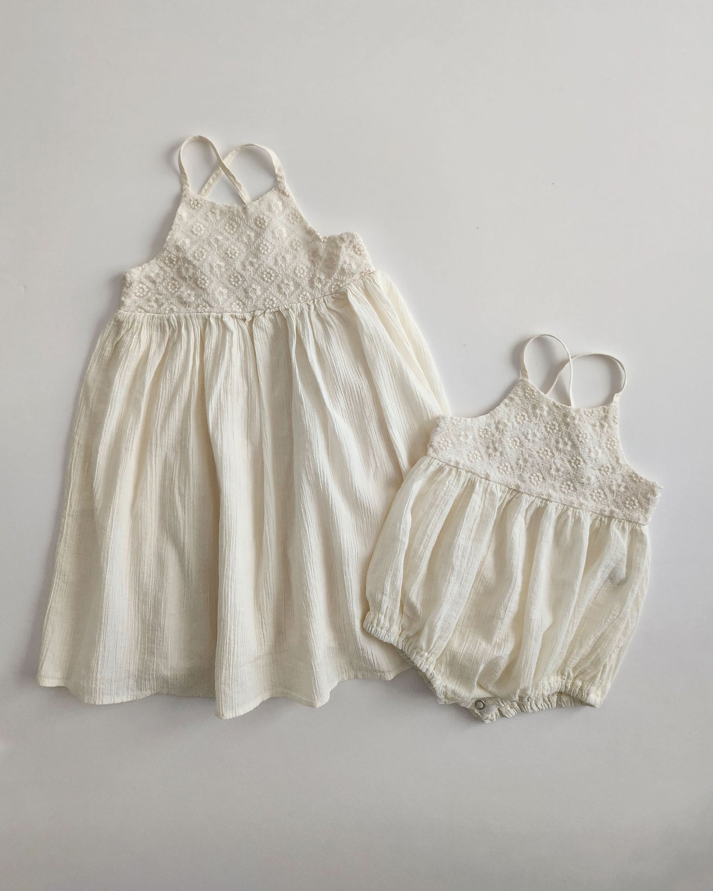 Baby Monbebe Embroidery Tie Back Sleeveless Bubble Romper (3-18m) - AT NOON STORE