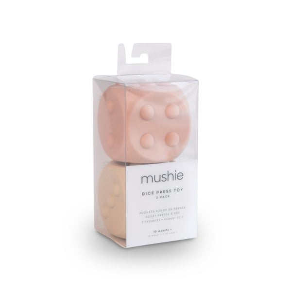 Mushie Dice Press Toy 2-Pack (Dried Thyme/Natural)