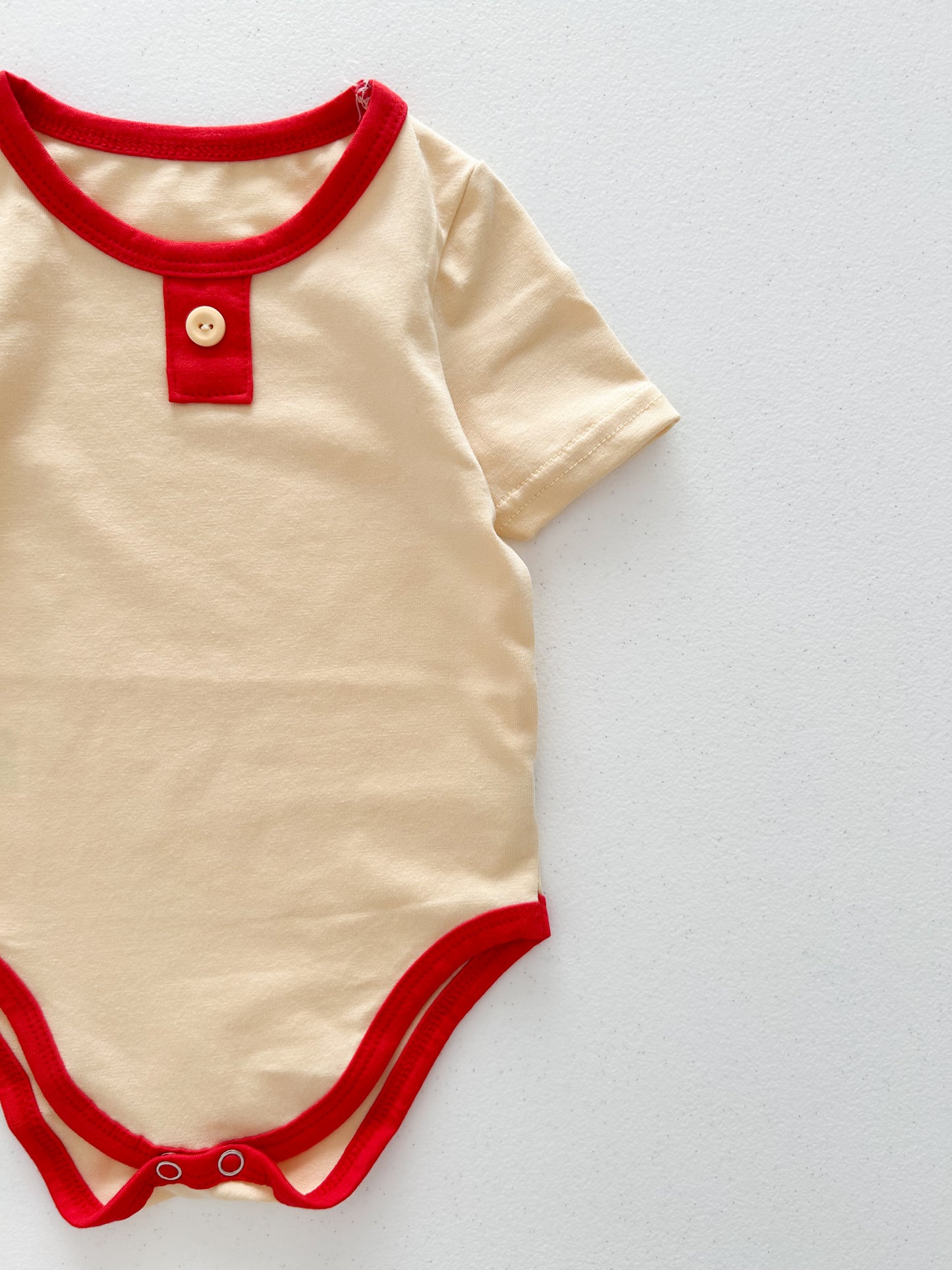 Baby SS25 Contrast Hem Short Sleeve Romper (0-12m) - Butter Yellow - AT NOON STORE