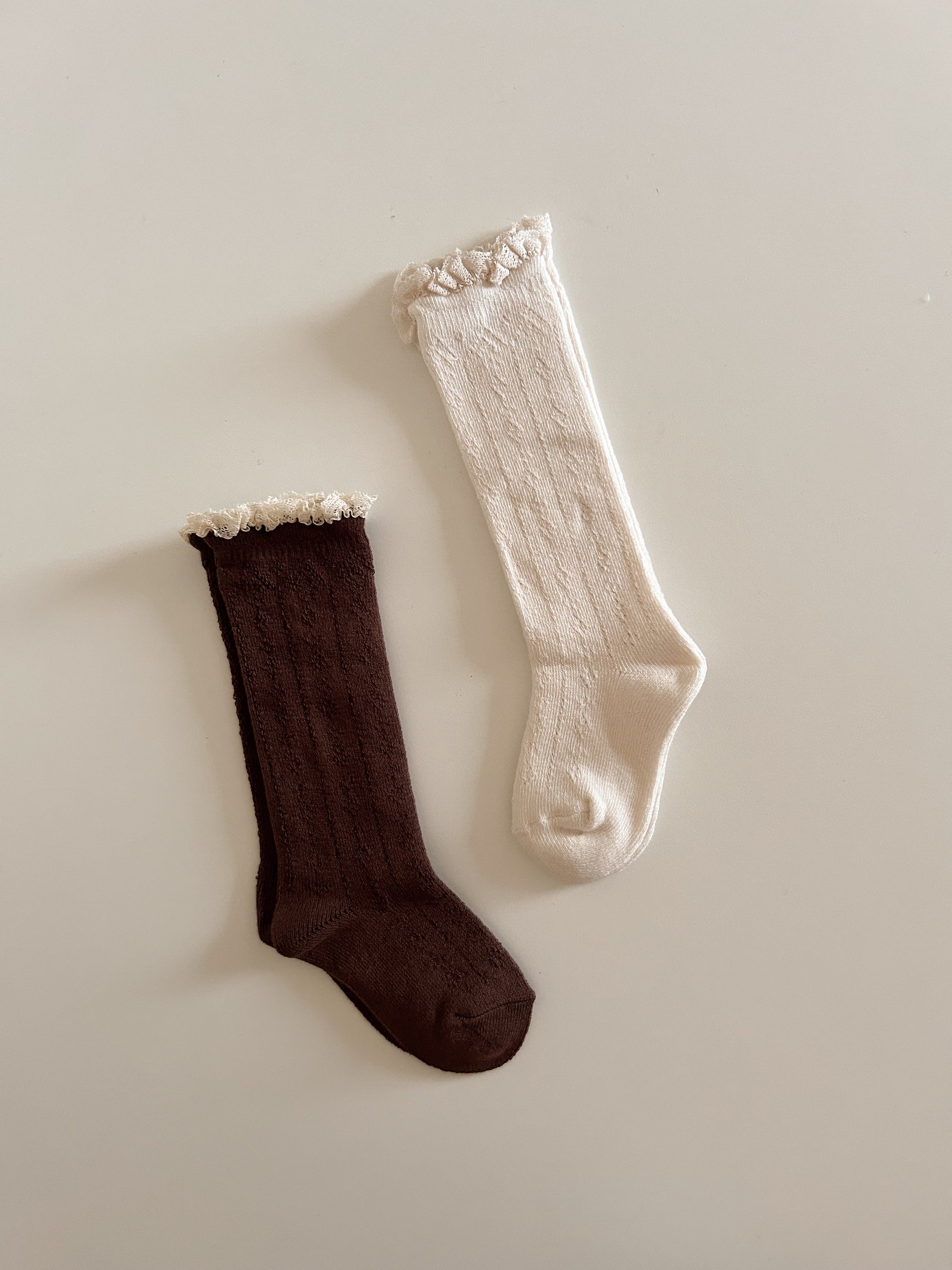 Toddler Pointelle Ruffle Knee Socks (1-9y) - 2 Colors - AT NOON STORE