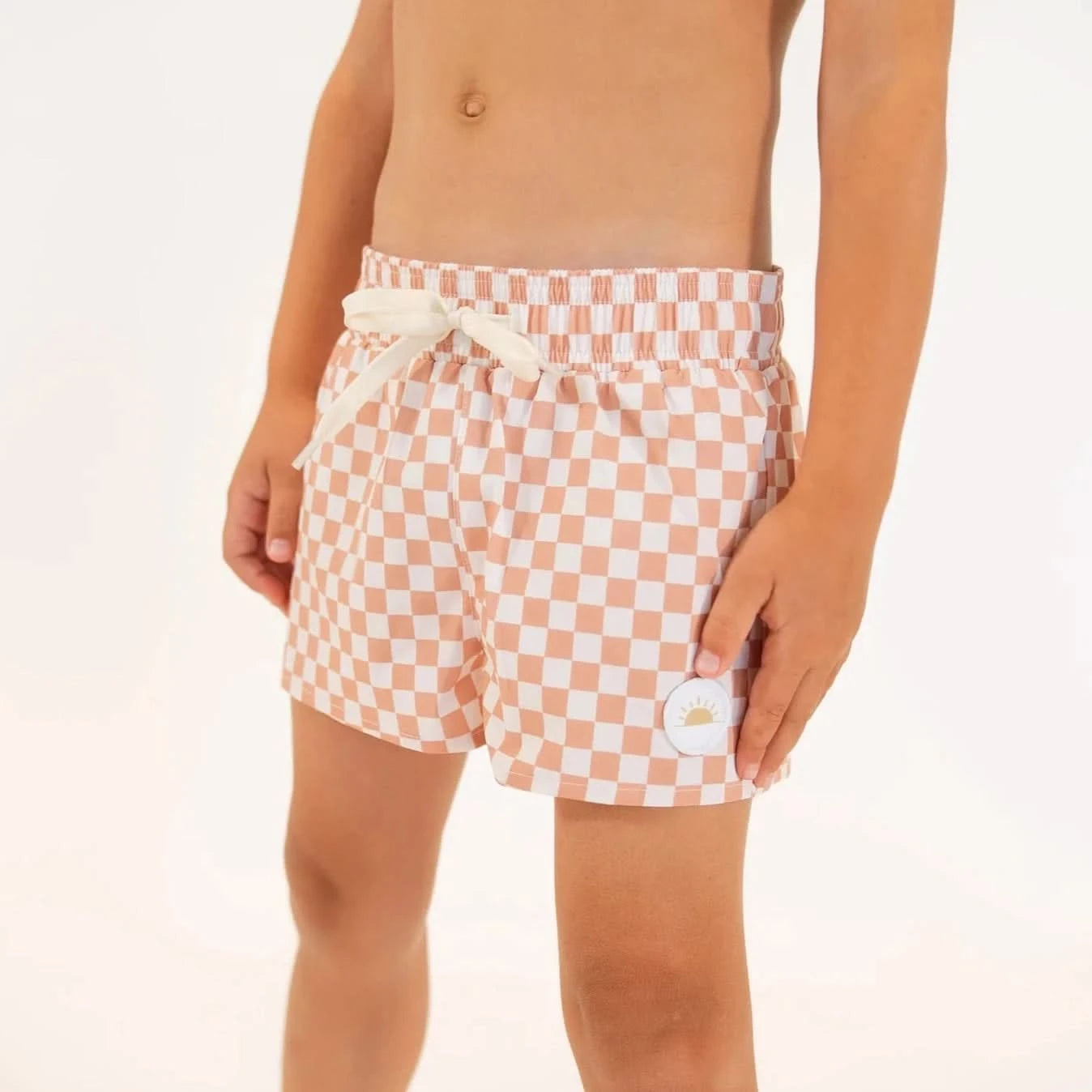 Boy's Boardshort | Tan Checkered (0-5y) - AT NOON STORE