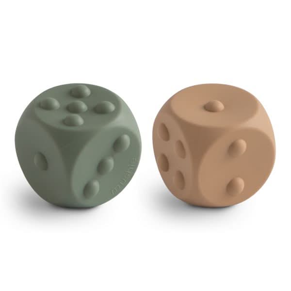 Mushie Dice Press Toy 2-Pack (Dried Thyme/Natural) - AT NOON STORE