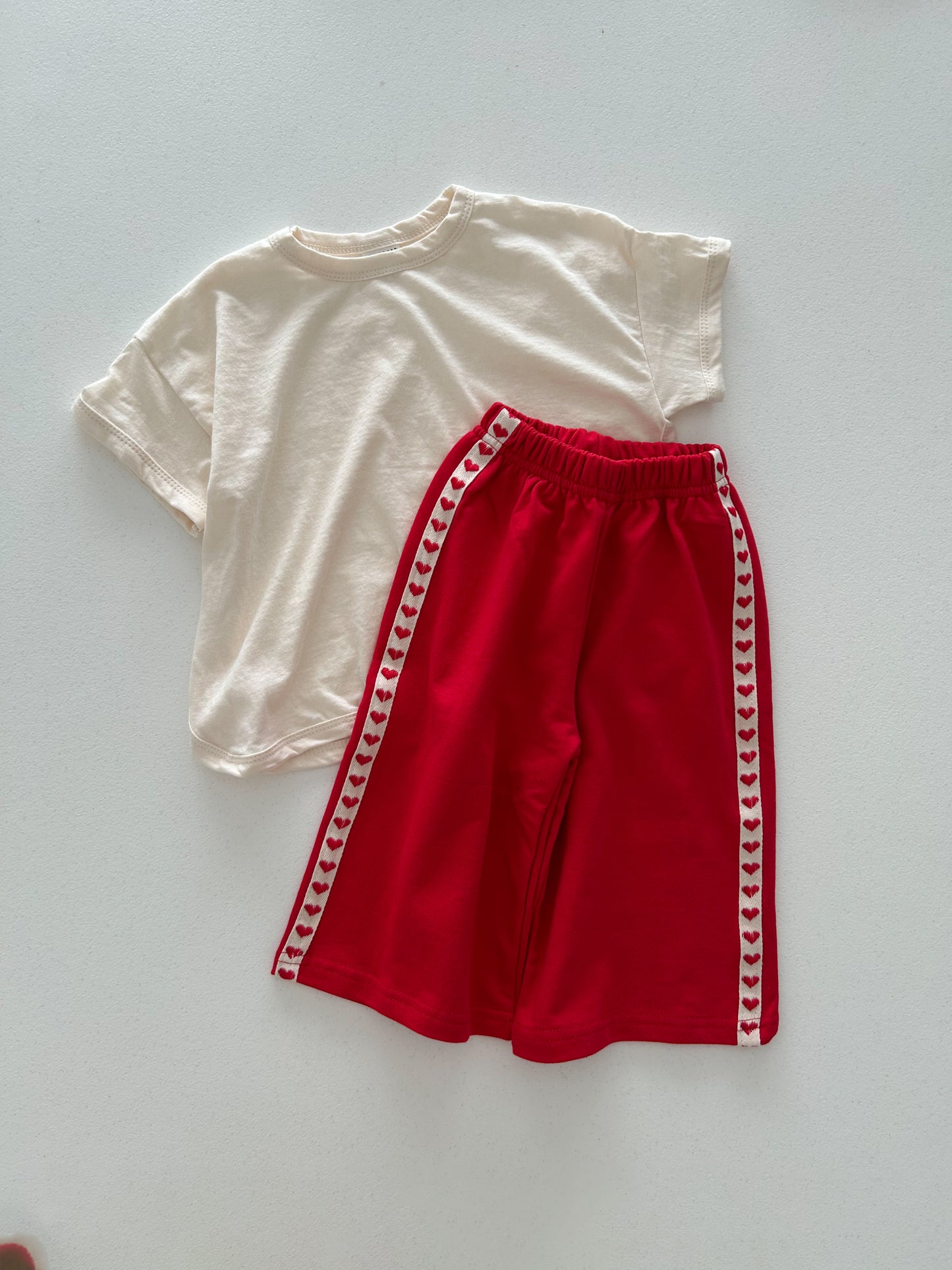 Toddler F25 Heart Side Tape Pull-on Pants (1-6y)- Red - AT NOON STORE