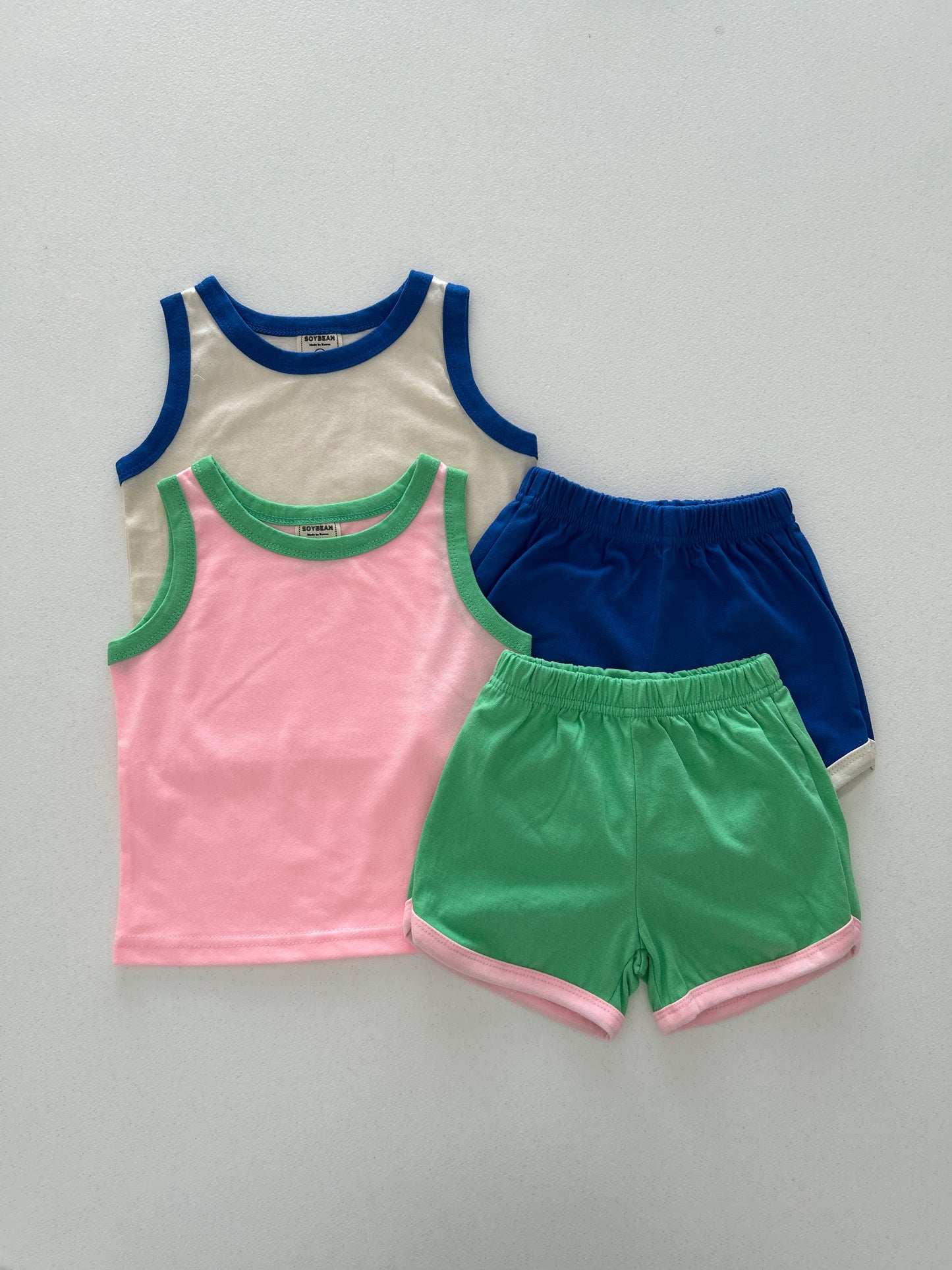 Kids Soy SS25 Contrast Trim Sleeveless Top and Shorts Set (1-6y) - 2 Colors - AT NOON STORE