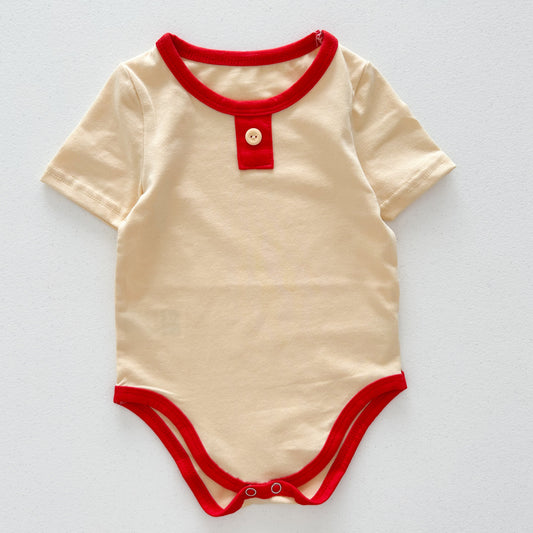 Baby SS25 Contrast Hem Short Sleeve Romper (0-12m) - Butter Yellow - AT NOON STORE