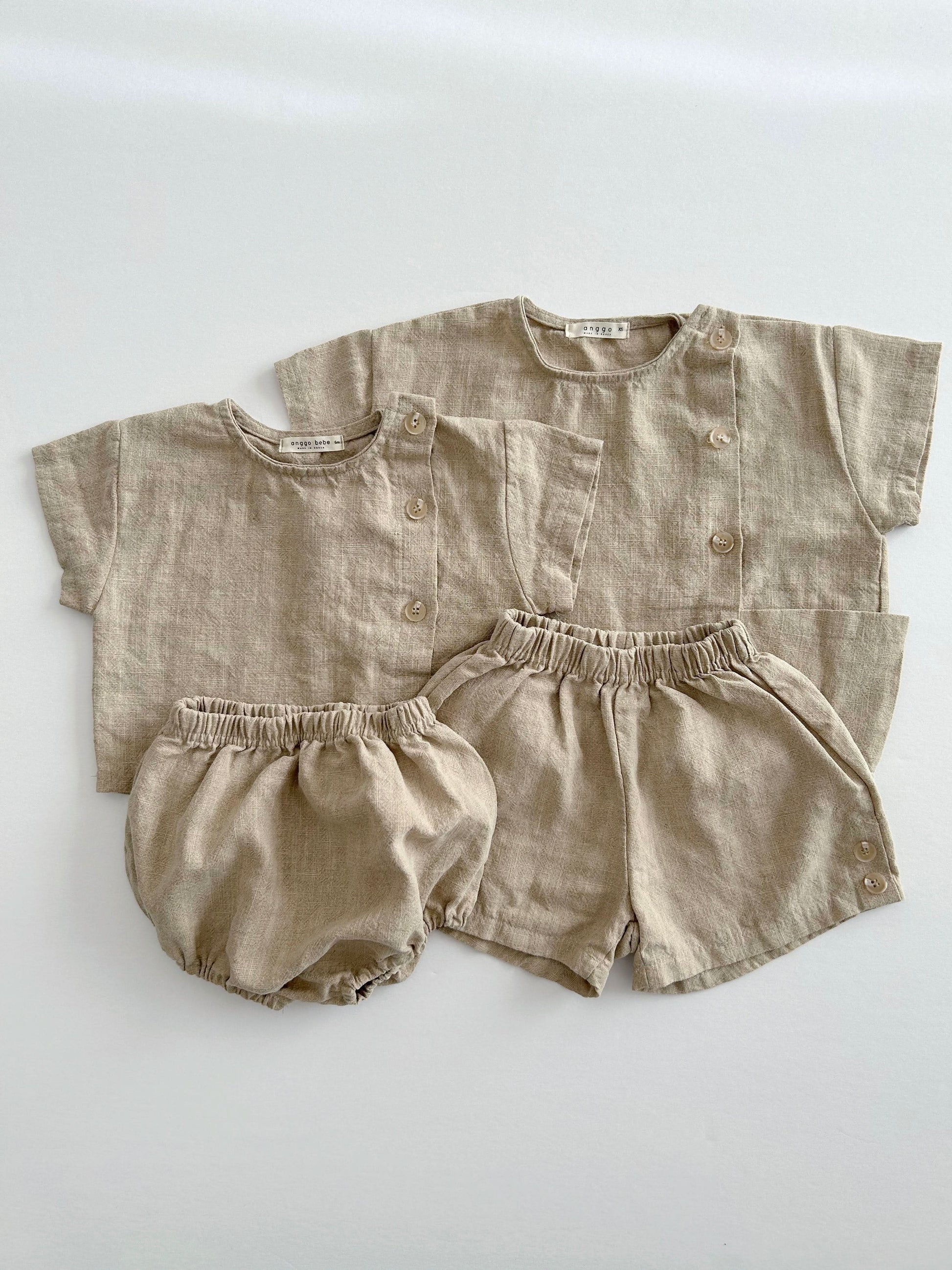 Baby Anggo Short Sleeve Button Top and Bloomer Shorts Set (3-18m) - AT NOON STORE