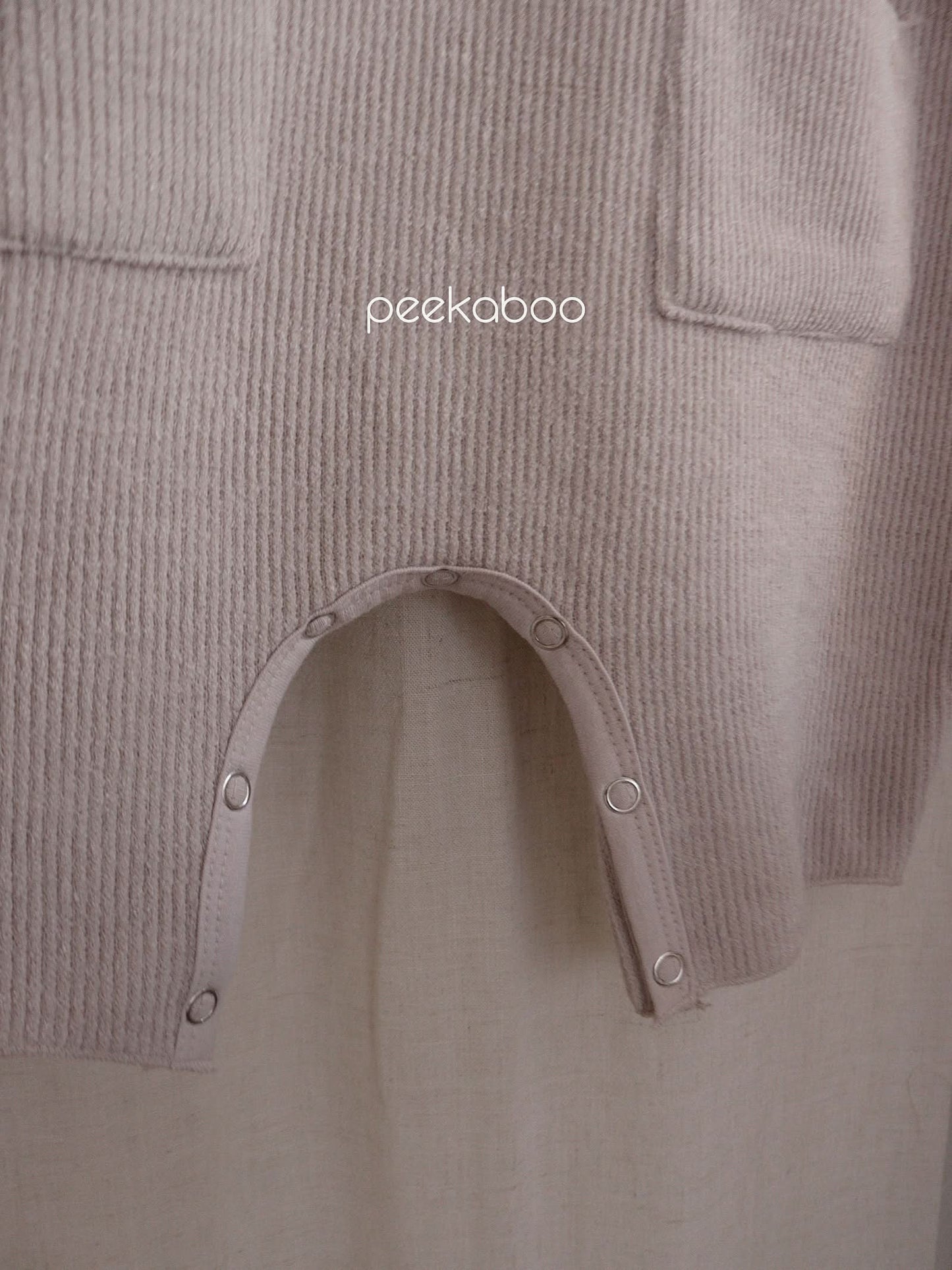 Baby Rib Knit Double Pocket Jumpsuit (3-18m)- Beige - AT NOON STORE