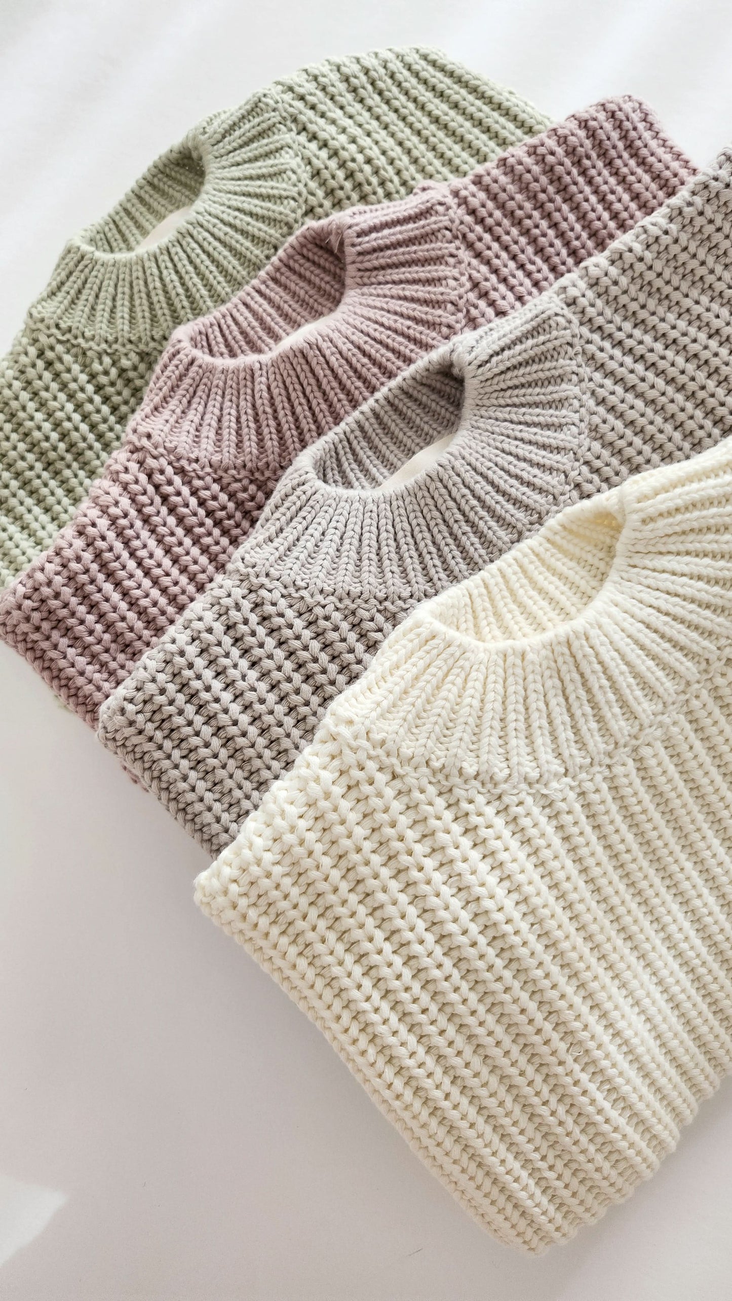 Kids Chunky Cotton Knit Sweater (3m-6y) - Woodrose - AT NOON STORE