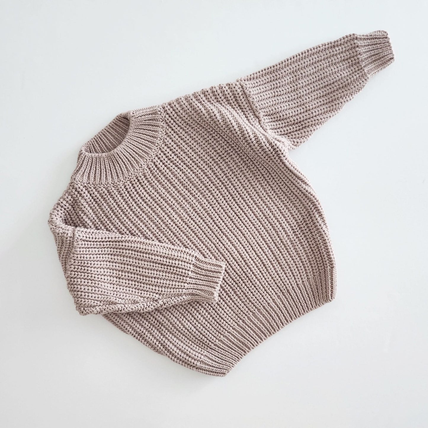 Kids Chunky Cotton Knit Sweater (3m-6y) - Woodrose - AT NOON STORE