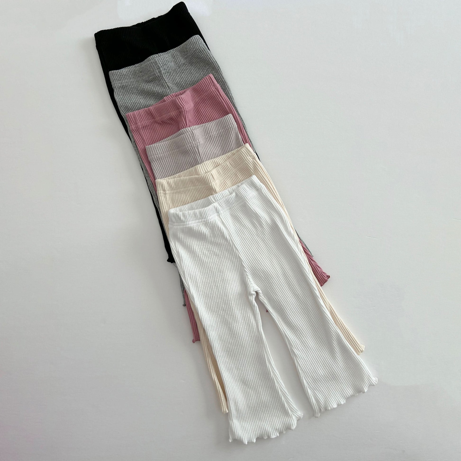 Kids Lettuce-edge Ribbed Flare Pants (2-9y) - 6 Colors - AT NOON STORE