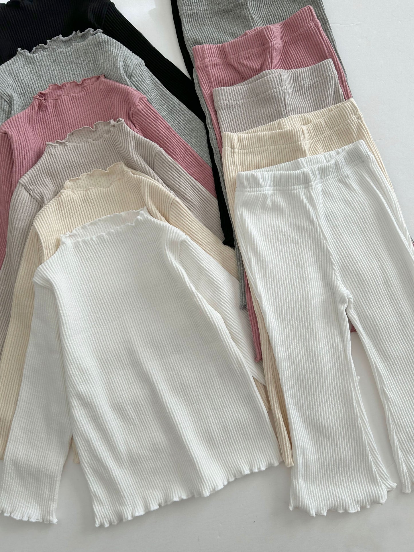 Kids Lettuce-edge Ribbed Flare Pants (2-9y) - 6 Colors - AT NOON STORE