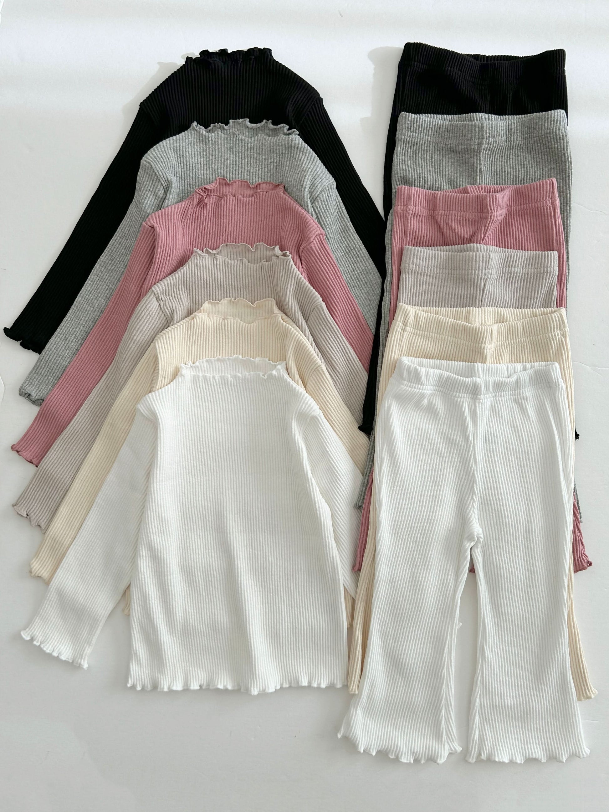 Kids Lettuce-edge Ribbed Flare Pants (2-9y) - 6 Colors - AT NOON STORE