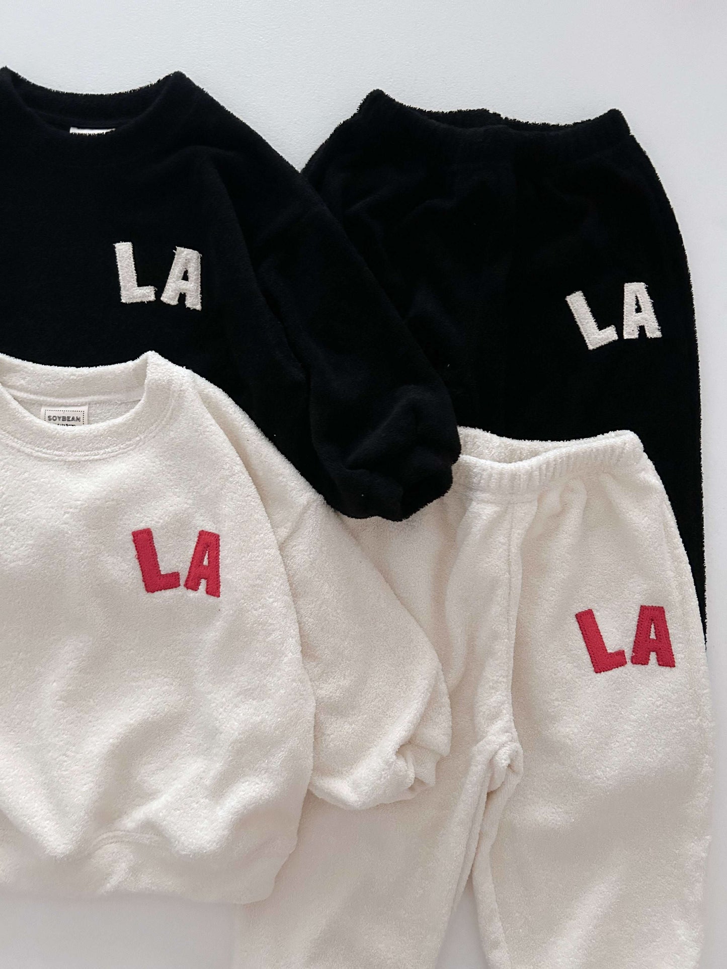 Kids Soy S25 LA Patch Terry Cloth Long Sleeve Sweatshirt and Jogger Pants (1-8y) - 2 Colors - AT NOON STORE