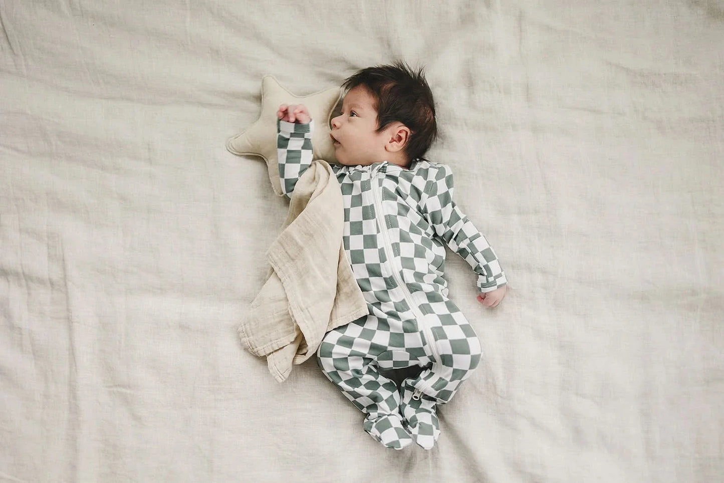 Baby Checkered Zipper Pajama (Newborn -24m) - 2 Colors - AT NOON STORE