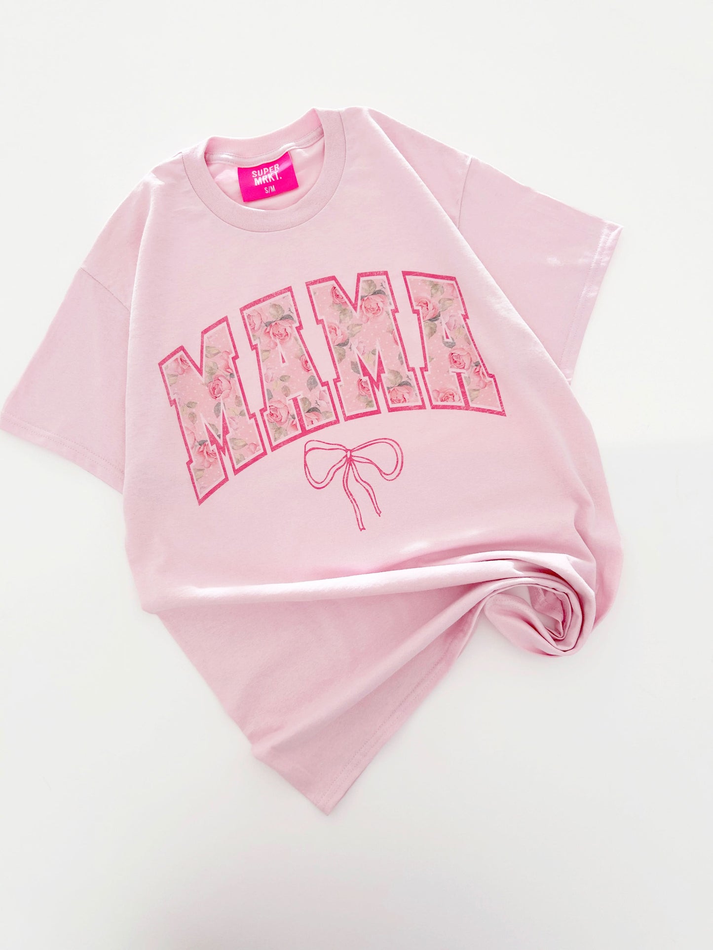 Women's Rose MAMA Bow Oversized Graphic Tee - 2 Colors - AT NOON STORE