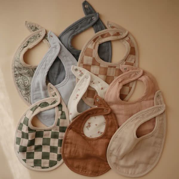 Muslin Bib 2-Pack (Roman Green/Fog) - AT NOON STORE