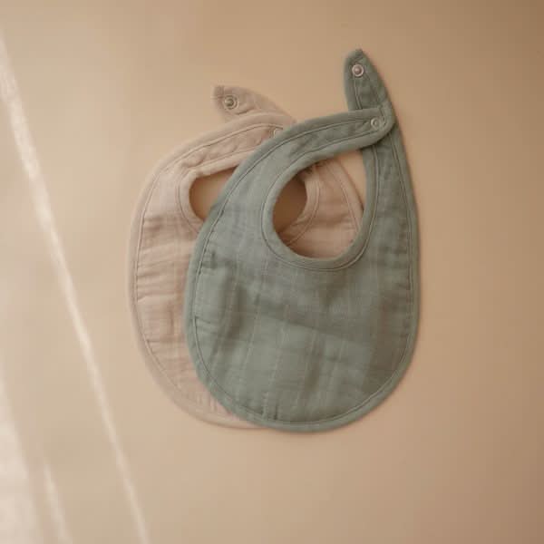 Muslin Bib 2-Pack (Roman Green/Fog) - AT NOON STORE