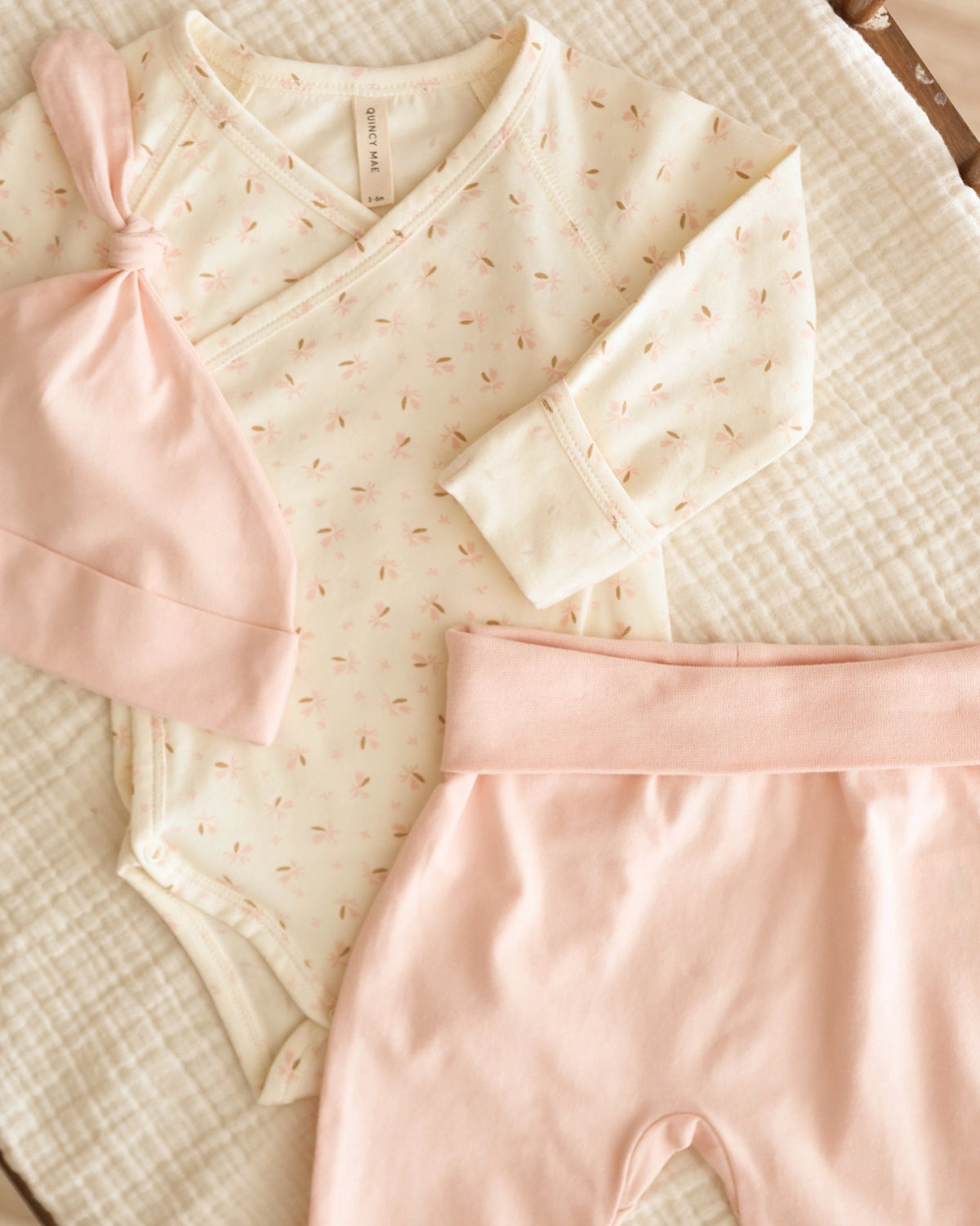 Baby Quincy Mae Side Snap Bodysuit Fleur (NB~6m) - Ivory
