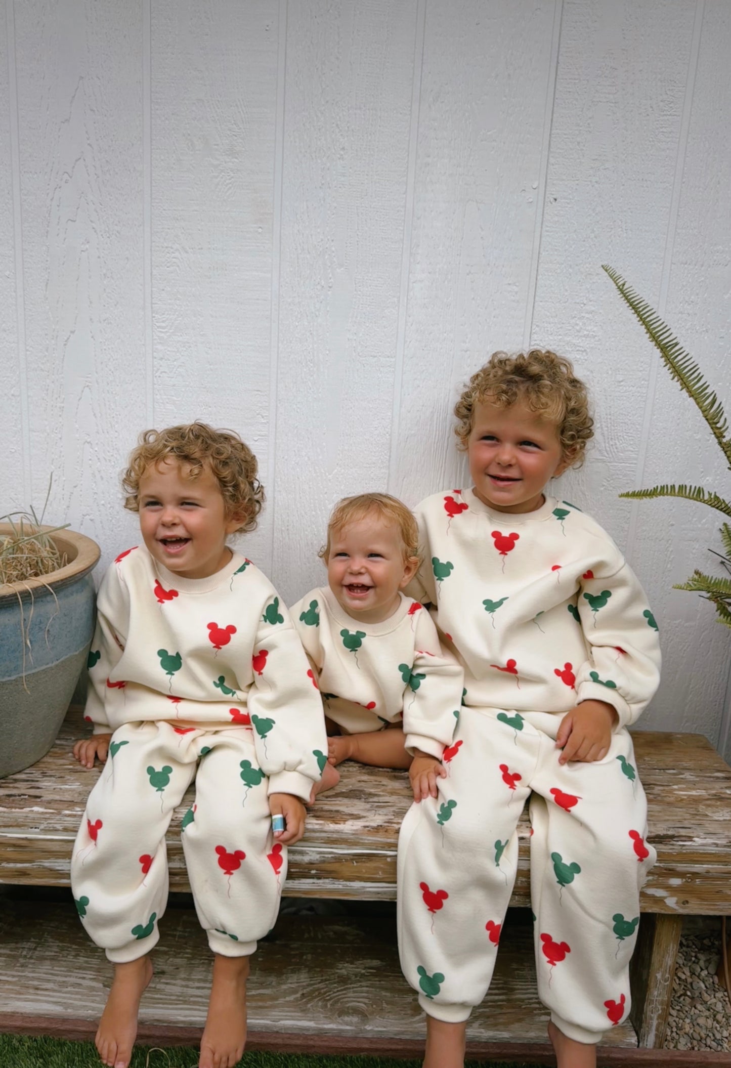 Baby Holiday Mickey Balloon Print Brushed Cotton Bubble Romper (3-24m) - Cream - AT NOON STORE