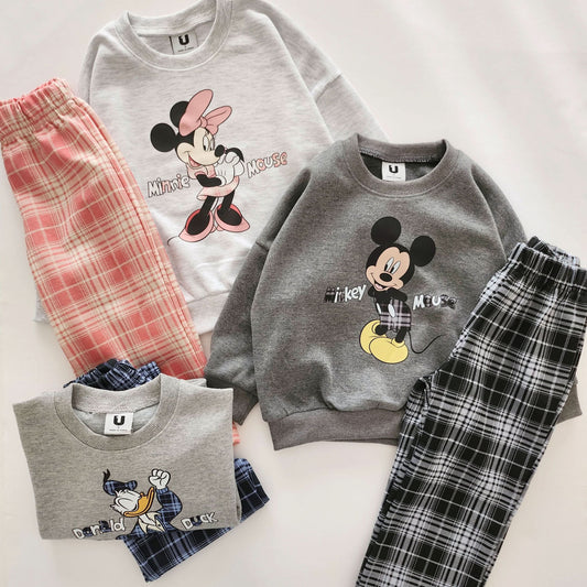 Toddler Disney Sweatshirt and Plaid Pull-on Pants Set (2-7y) - 3 Colors - AT NOON STORE