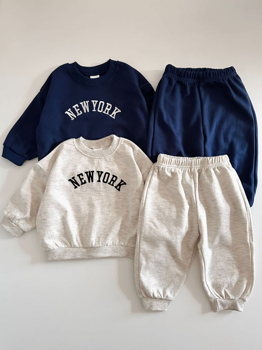 Toddler New York Embroidery Sweatshirt and Jogger Pants Set (15m-6y) - 2 Colors - AT NOON STORE
