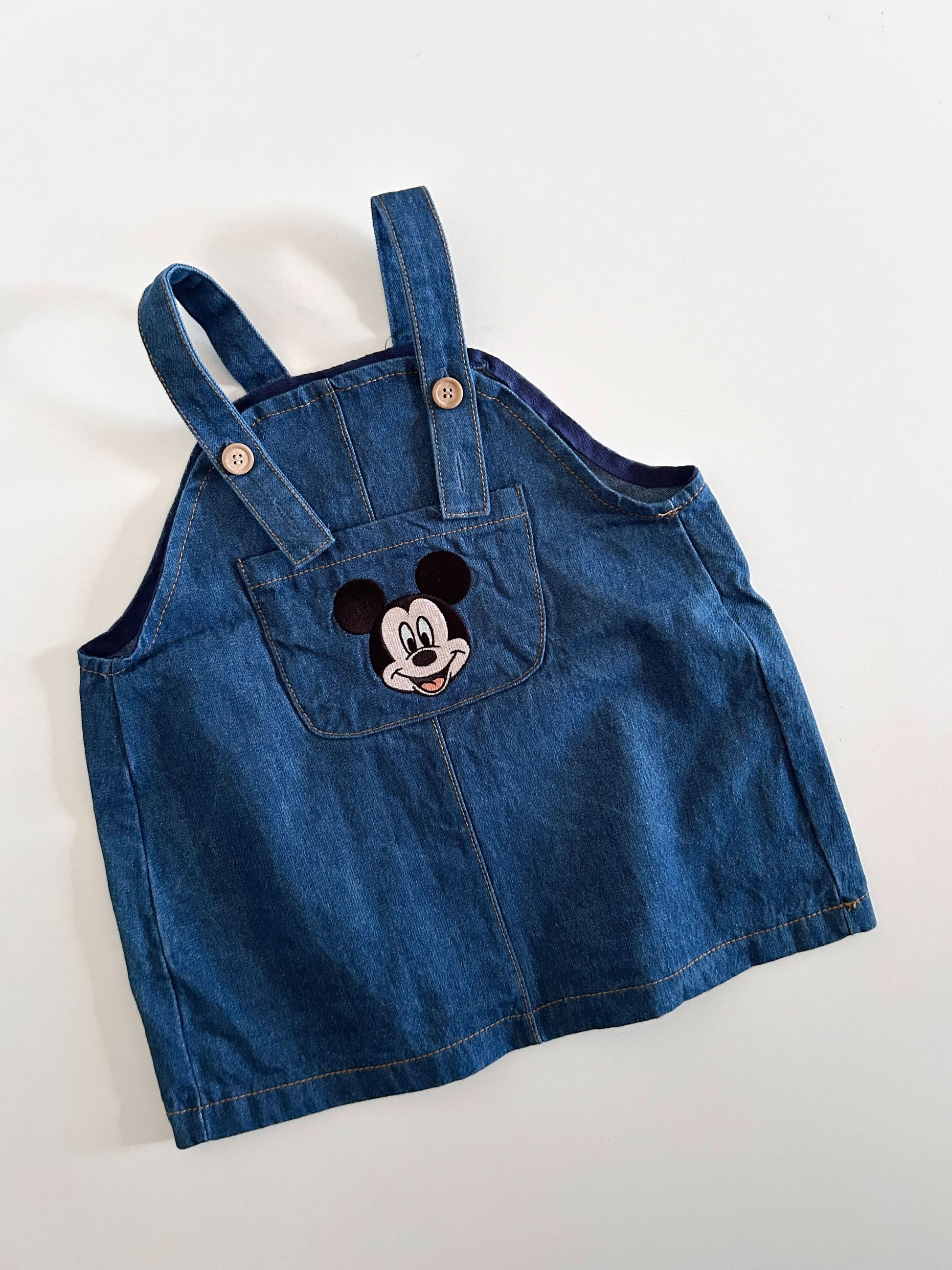 Toddler S25 Disney Mickey Face Embroidery Pocket Denim Skirtall (1-6y) - Denim - AT NOON STORE