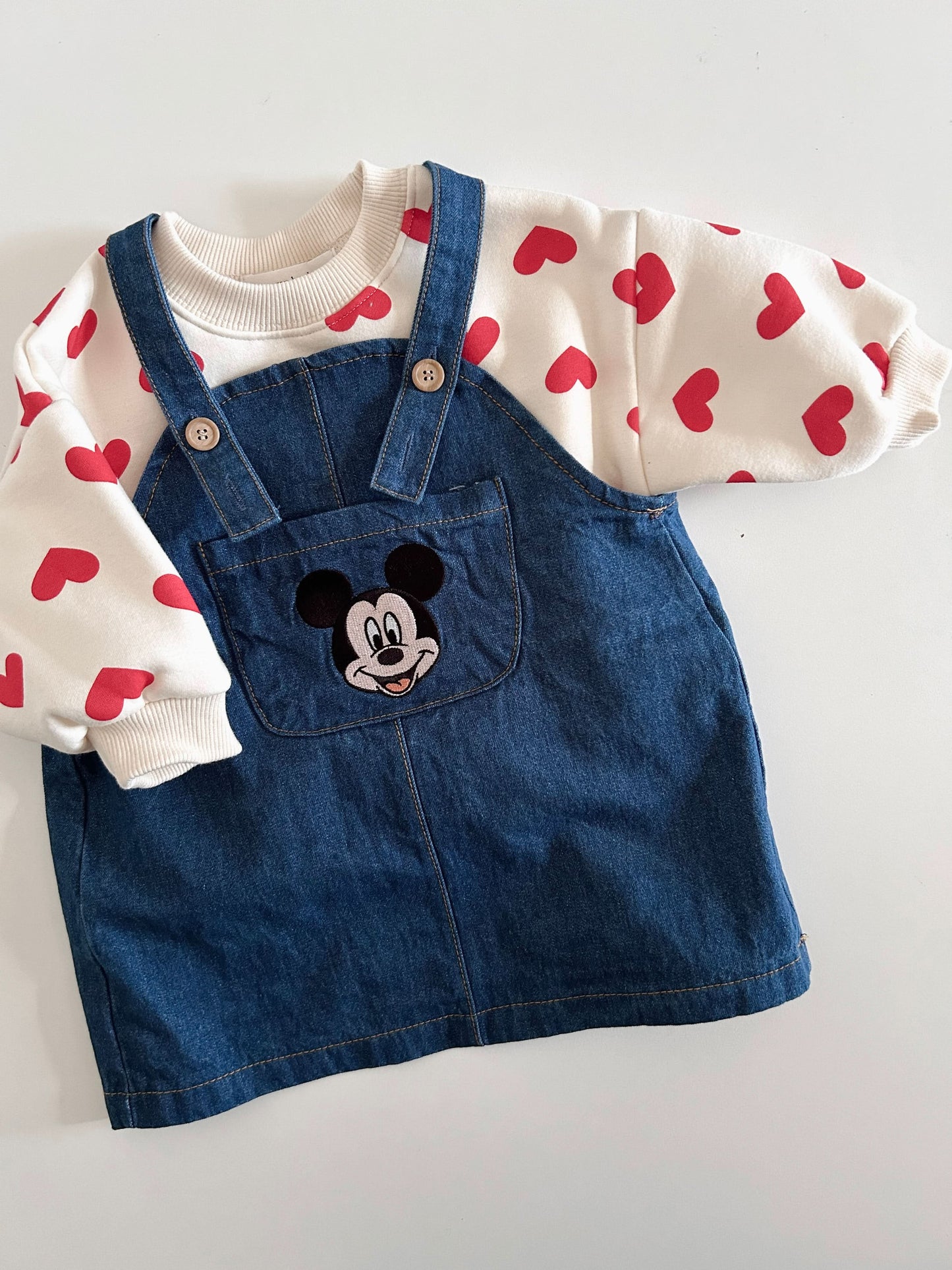 Toddler S25 Disney Mickey Face Embroidery Pocket Denim Skirtall (1-6y) - Denim - AT NOON STORE