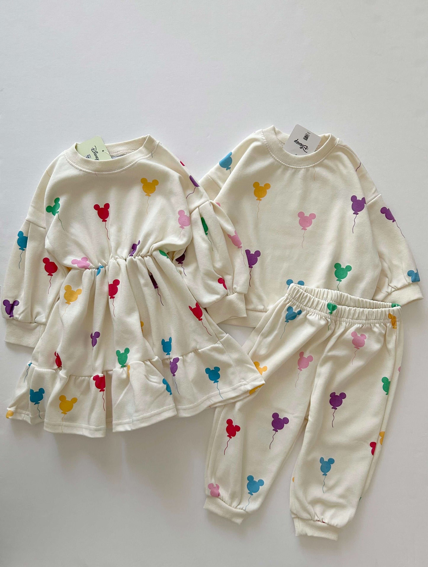 Toddler Balloon Print Long Sleeve Dress (15m-7y) -Cream - AT NOON STORE