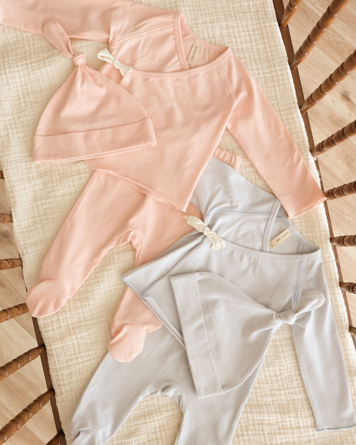 Baby Quincy Mae Wrap Top + Footed Pant Set Petal (NB~6m) - Petal