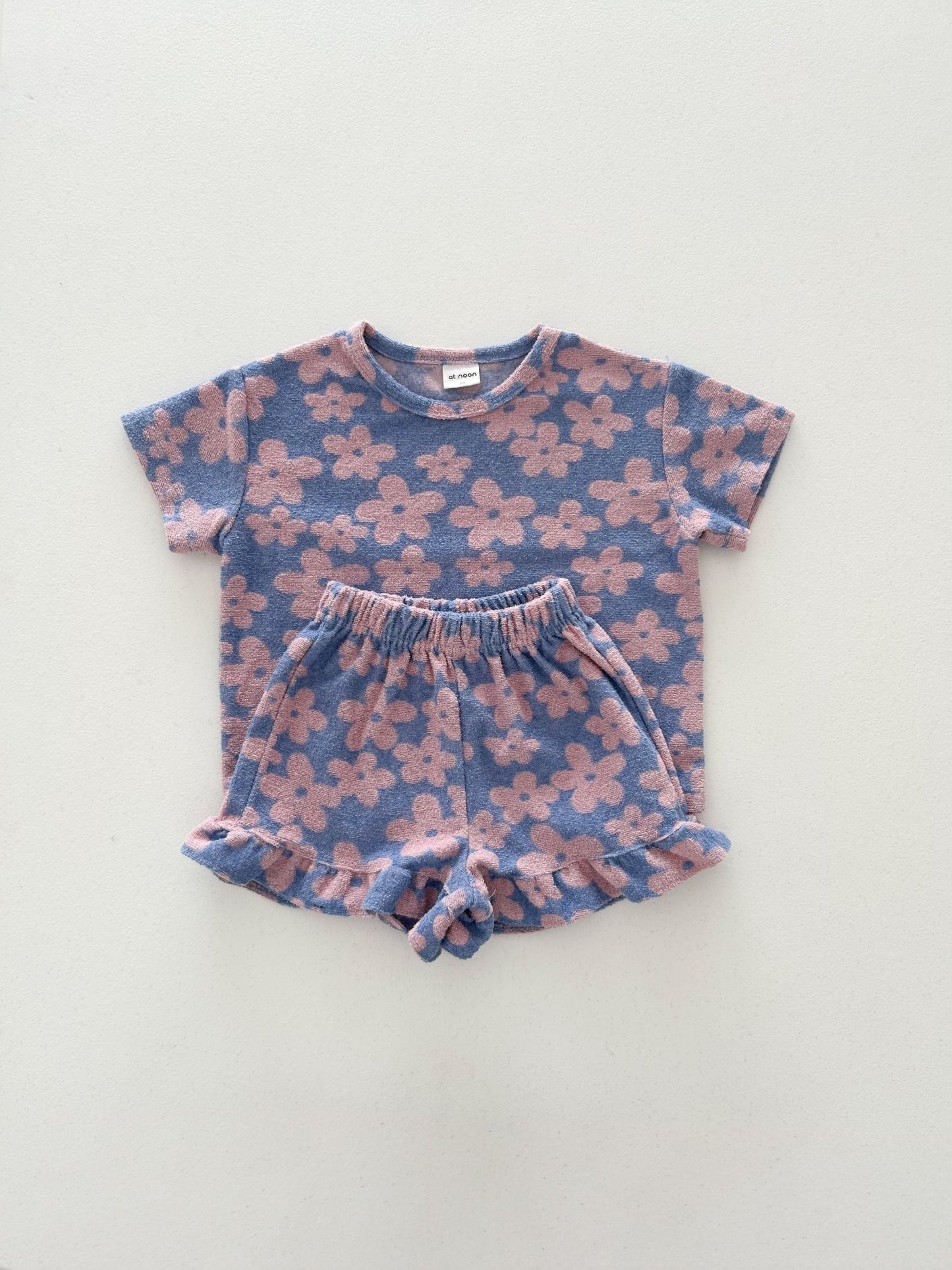 At Noon Baby Terry Cloth Floral T-shirt Romper (3 - 18m) - Pink Floral kids outfit