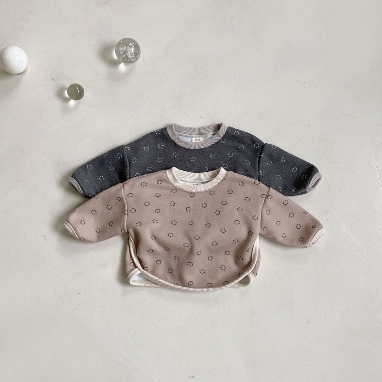 Baby BH Smile Print Sweatshirt (3 - 18m) - Gray kids outfit