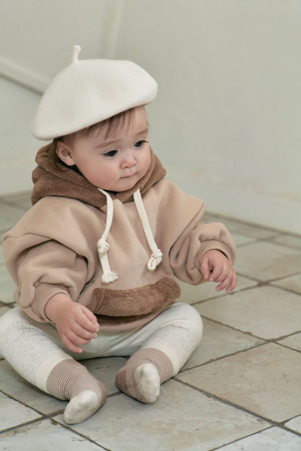 Baby Faux Fur Trim Hoodie (6 - 18m) - 2 Colors kids outfit