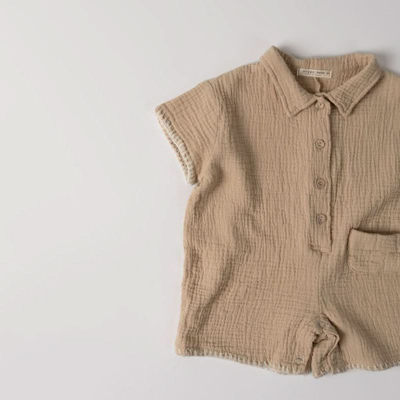 Baby Gauze Cottone Collar Jumpsuit (3 - 12m) - 2 Colors kids outfit