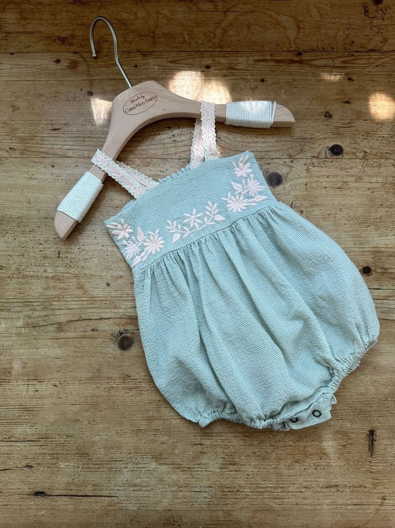 Baby Monbebe Aria Floral Embroidery Bodice Bubble Romper (3 - 24m) - 2 Colors kids outfit