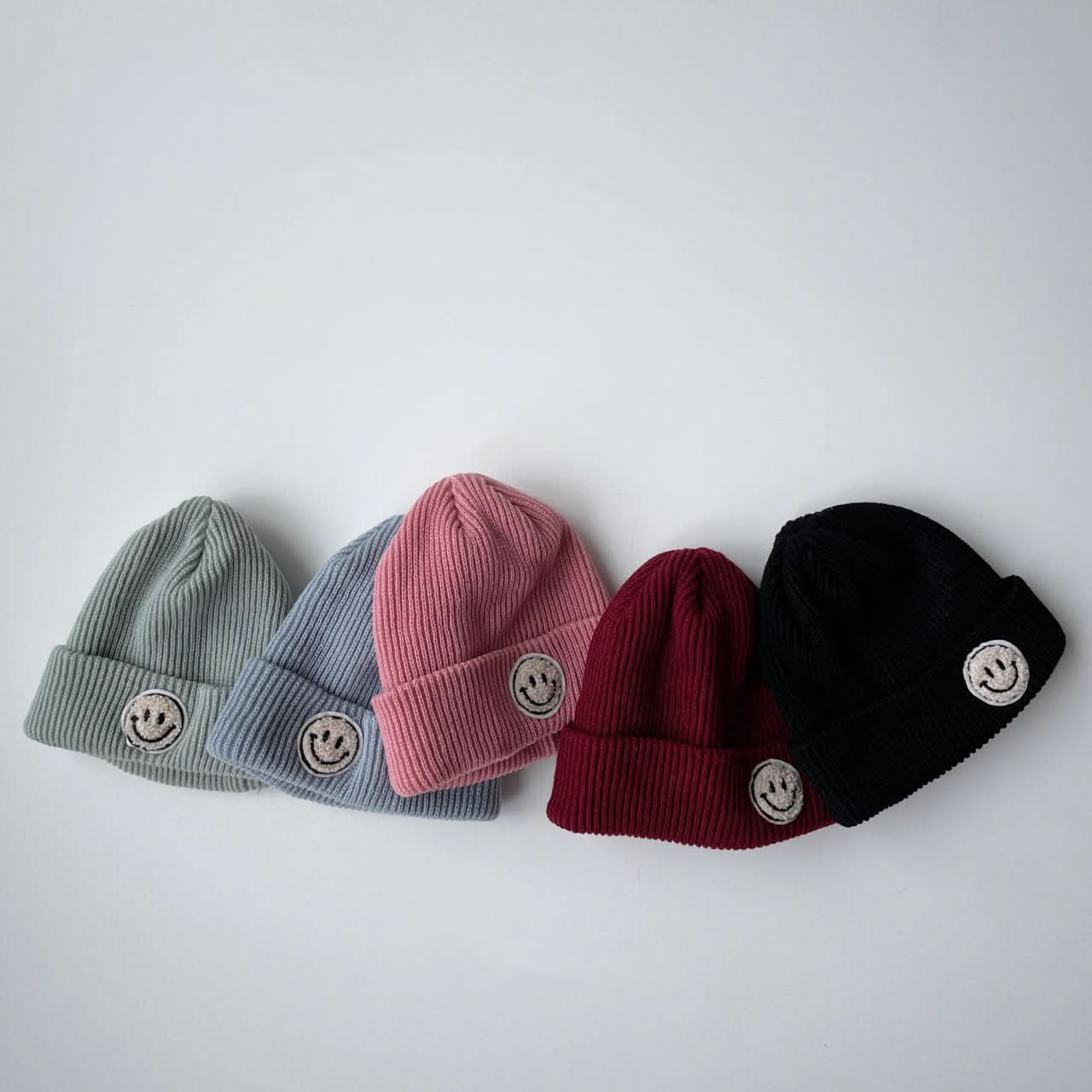 Baby Smile Patch Rib - Knit Beanie (6 - 30m) - 13 Colors kids outfit
