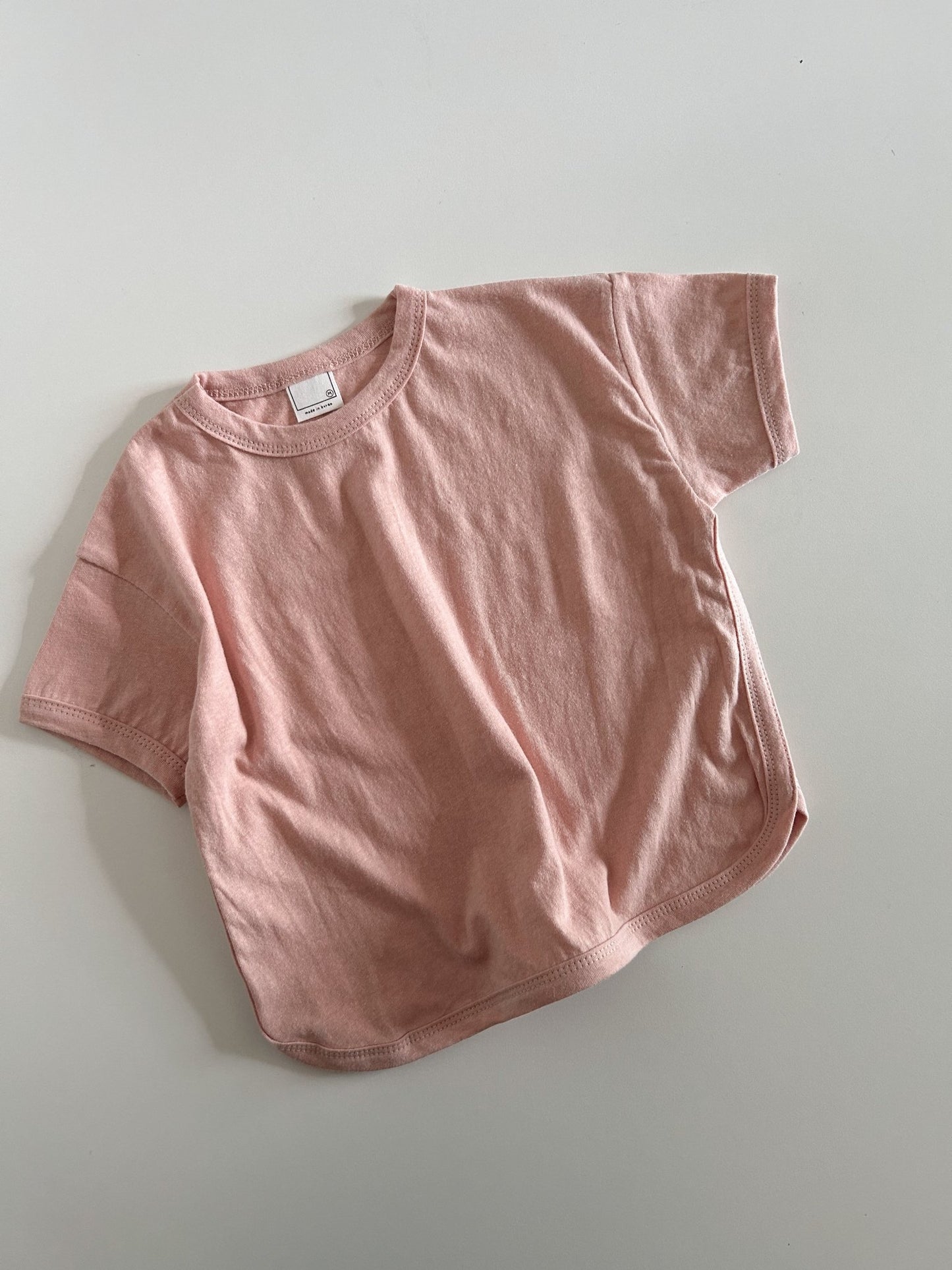 Baby/Toddler S25 Crewneck Short Sleeve Curved Hem Basic Top (4m - 6y) - 4 Colors kids outfit