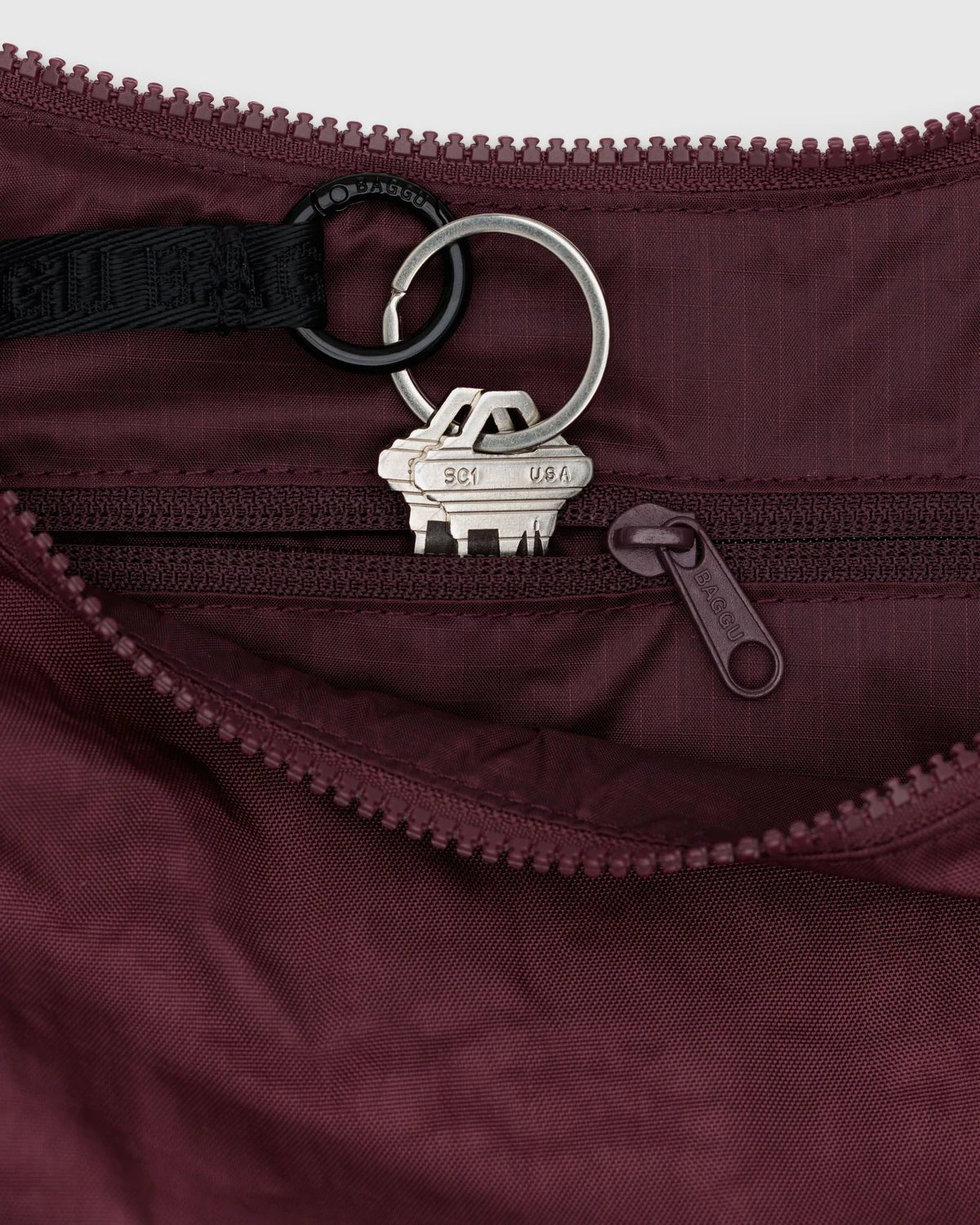 BAGGU Medium Nylon Crescent Bag - Mahogany kids outfit