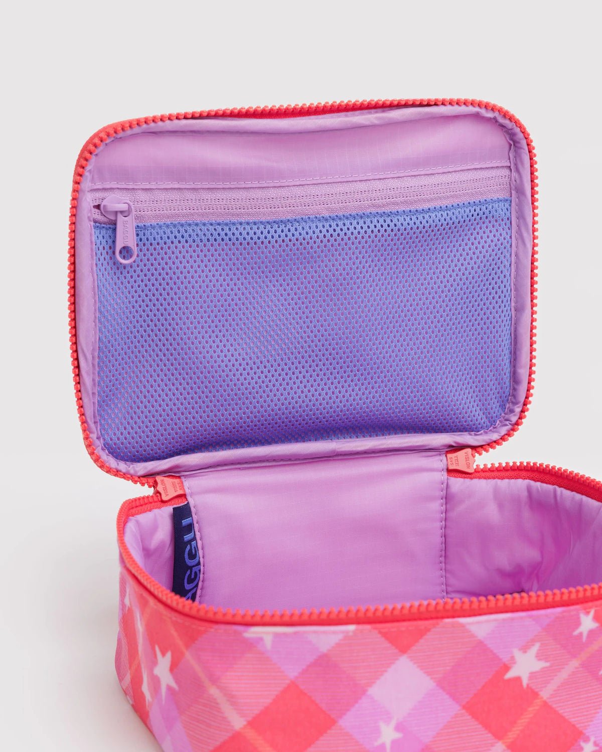 BAGGU Small Cosmetic Case - Pink Star Plaid - AT NOON STORE
