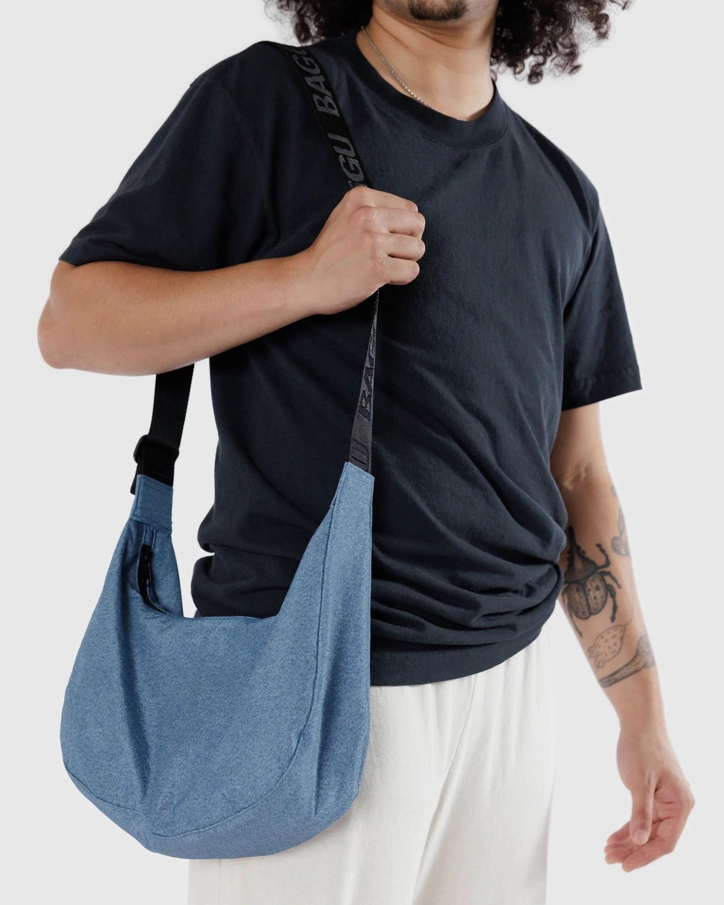 Baggu Medium Nylon Crescent Bag - Digital Denim - AT NOON STORE
