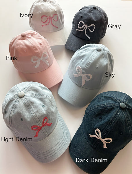 Adult Bow Embroidery Baseball Cap - 6Colors