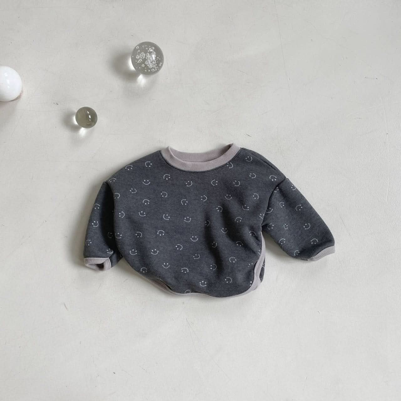 Baby BH Smile Print Sweatshirt (3-18m) - Gray - AT NOON STORE