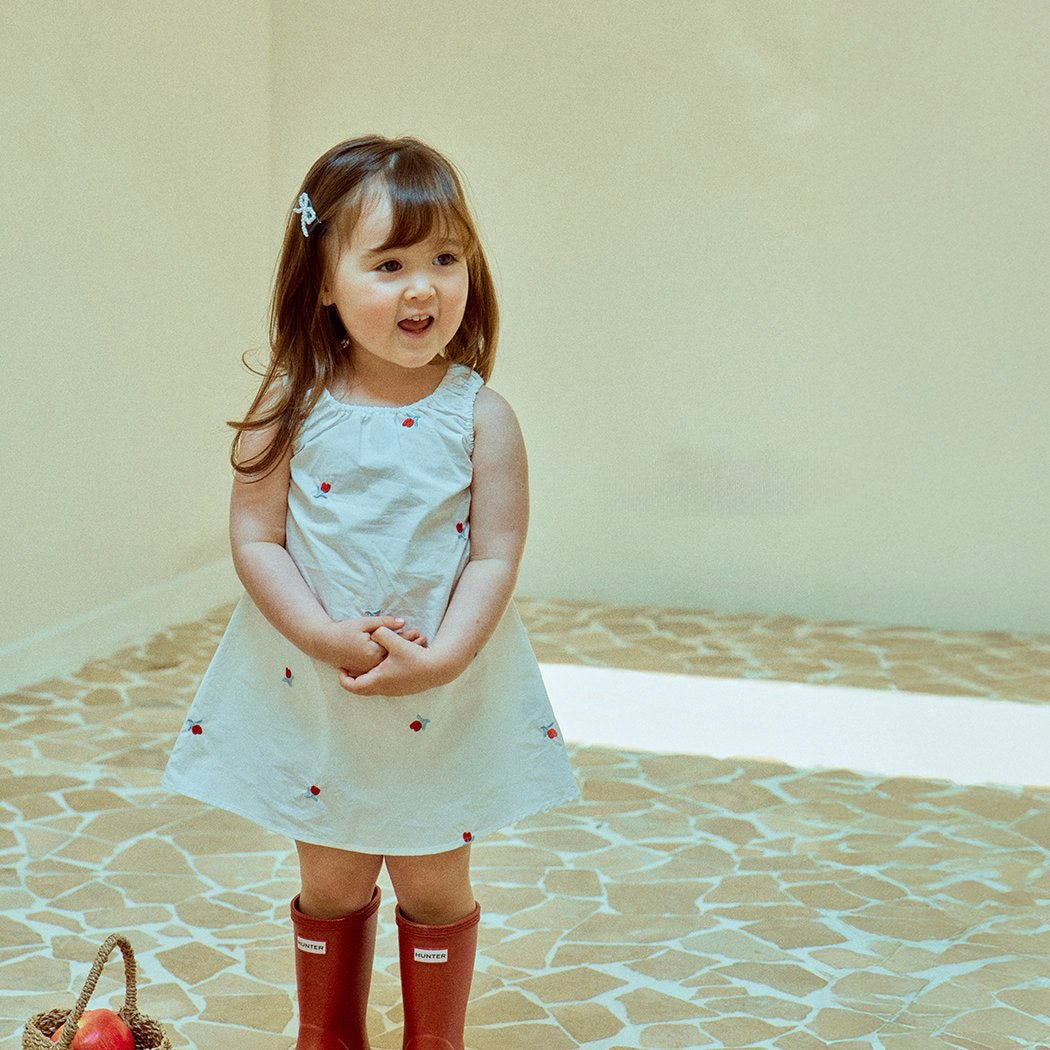Toddler Milk SS25 Floral Embroidery Sleeveless Tie Back Bubble Dress (1-7y) - Ivory - AT NOON STORE