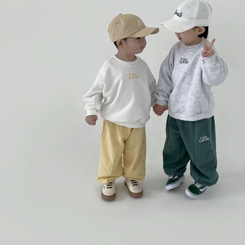 Toddler I Am Loved Embroidery Sweatshirt and Jogger Pants (6m-6y) -3 Colors - AT NOON STORE