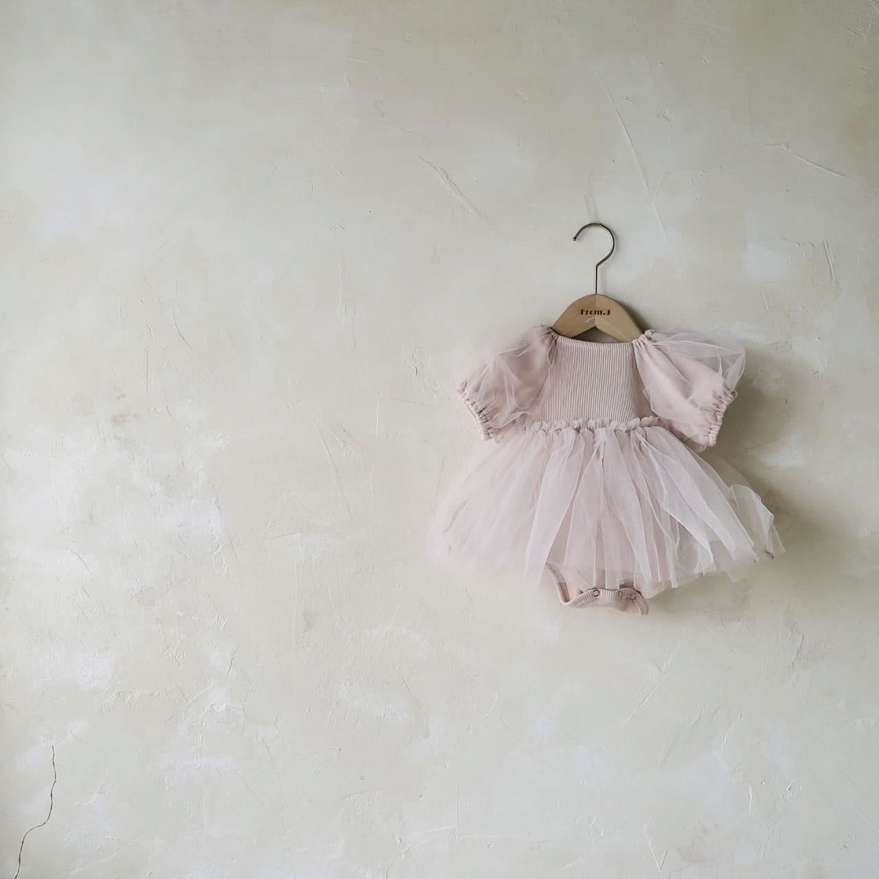 Baby Short Puff Sleeve Tutu Dress Romper (3-18m) - Dusty Rose - AT NOON STORE