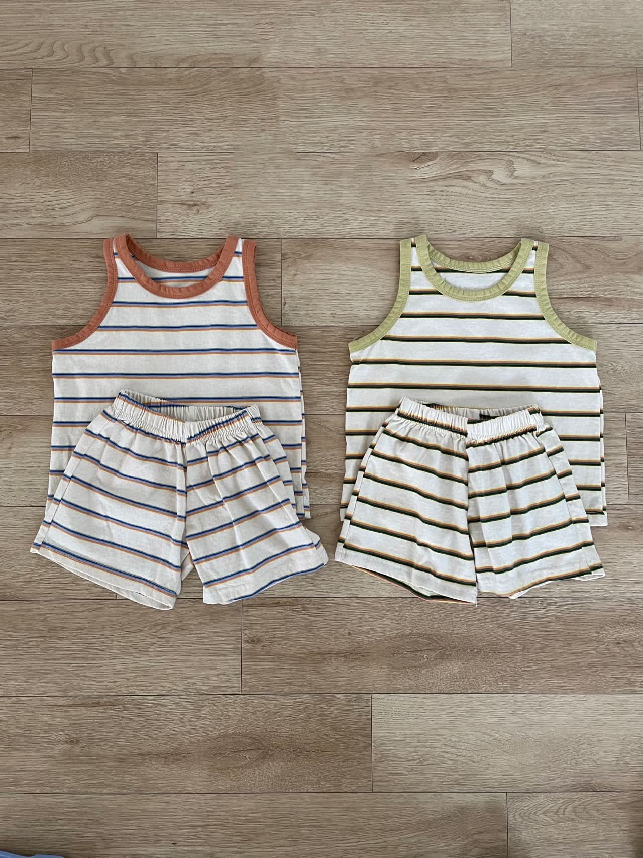 Toddler Stripe Tank Top and Shorts Set (1-5y) - Orange - AT NOON STORE